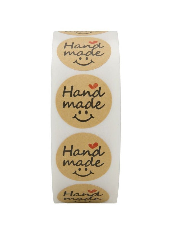 1 inch 2.5cm 500pcs/roll Kraft Paper | Handmade Thank You Stickers | Decoration Seal Labels Gift Ideas Package Box Bag Pack of 1 - Image 1